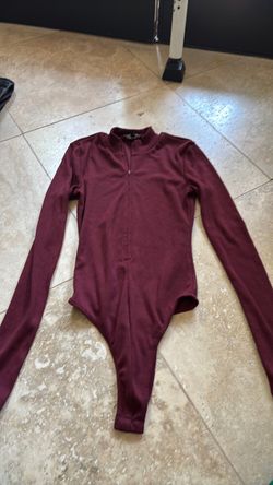 Burgundy Long Sleeve Mock Neck Bodysuit