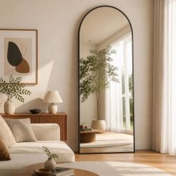65 x 24 Inch Arch Floor Mirror: Full-Length Wall Mirror with Stand in Black