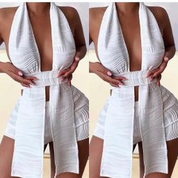 White 2pc Set Shorts And Top