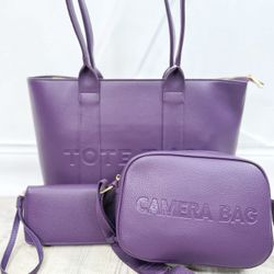 Beautiful 3-Piece Purple Handbag Set 