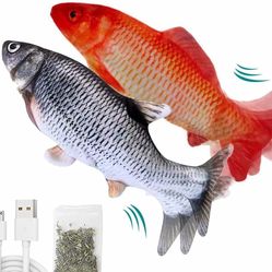 "2 Pack Flopping Fish Cat Toy 11"",Electric Moving Fish Cat Toy, Motion Kitten Toy, Floppy Cat Kicker Fish Toy, Vibrating Catnip Fish Toy,Different Fi