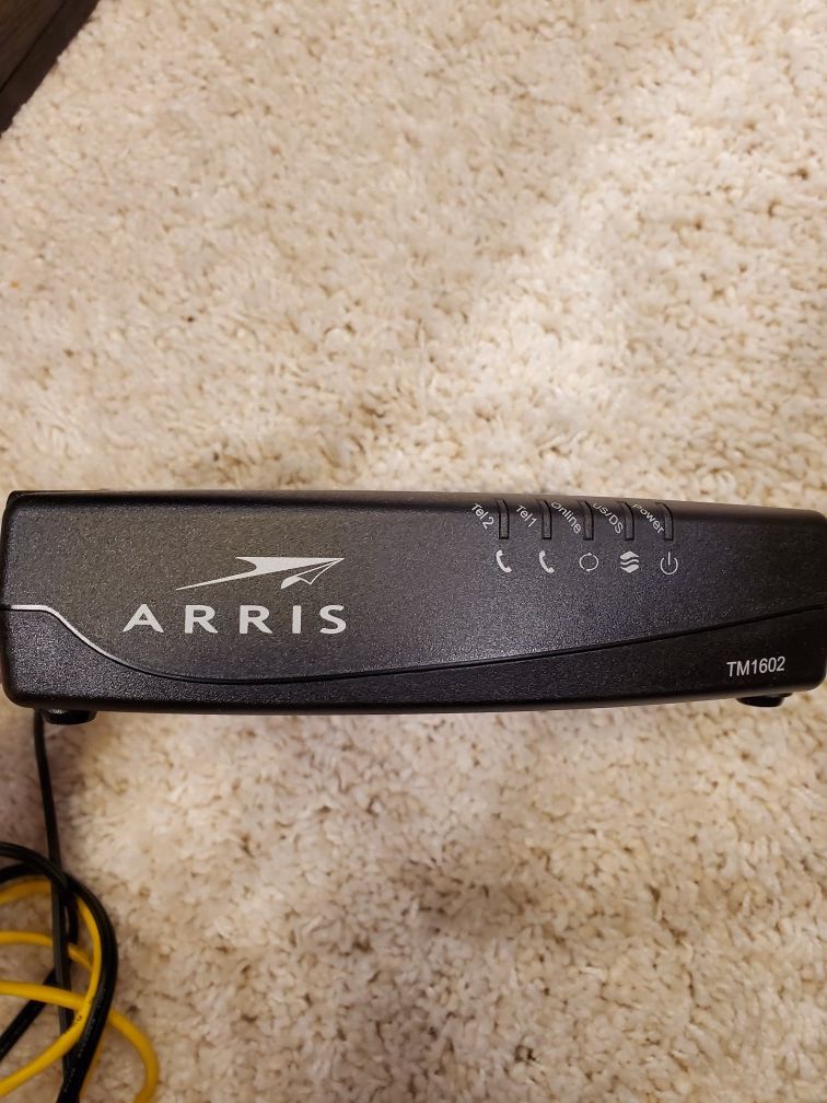 Arris TM1602 Modem with coax and power cable