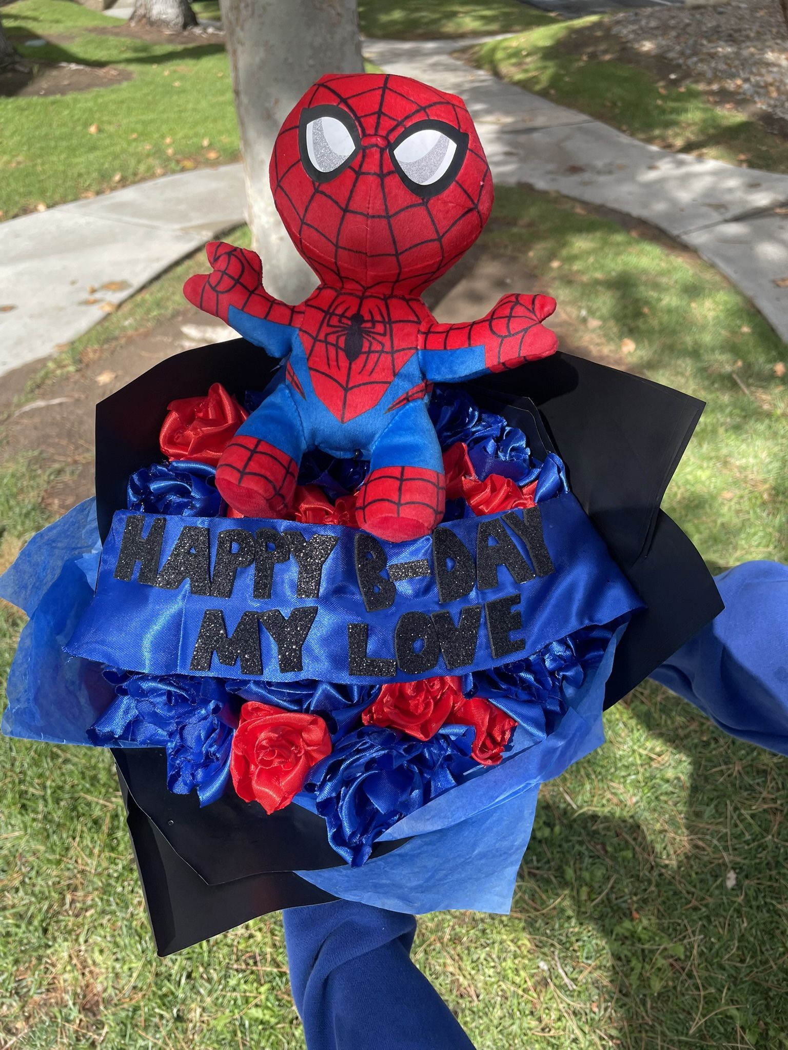 Premade Birthday Spider-Man Ribbon Bouquet
