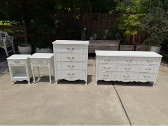 REFINISHED Vintage white dove 🕊️French Provincial dresser+chest+2 nightstand $899 CAN DELIVER!