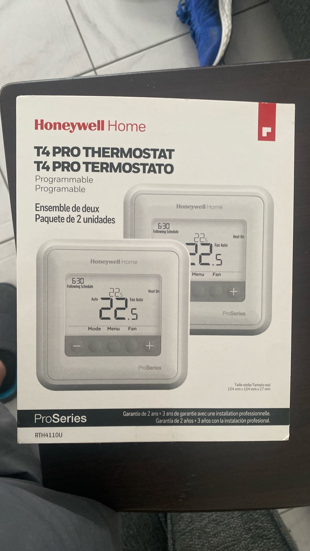 Honeywell T4 PRO 5-Day to 2-Day Programmable Thermostat 1/Heat 1/Cool - (2-Pack)