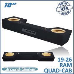 black 10" dual sealed sub box, fits 19-26 dodge ram quad-cab