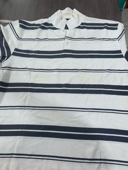 White and Navy Striped Polo Shirt
