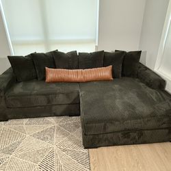Corduroy Sectional Sofa – Deep Green – Must Pick Up