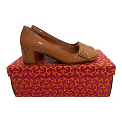 Brand New (NWT) Tory Burch Marion Chestnut Patent Leather Heels. MSRP $285. NWT