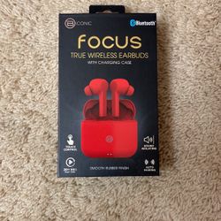 Biconic Focus True Wireless earbuds With BLUETOOTH. ** Hot red** Bluetooth