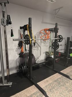 Squat Rack- Heavy Duty - Bar And 45lb Plates Included