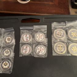 Masonic Coins Gold Plated Freemason Challenge Coin ( 3 different types- 11 coins total)