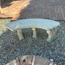 Stone bench & Table With statue
