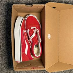 Old Skool Vans Boys Size 13.5 Red White 