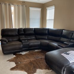 Leather Power And Massaging Sectional