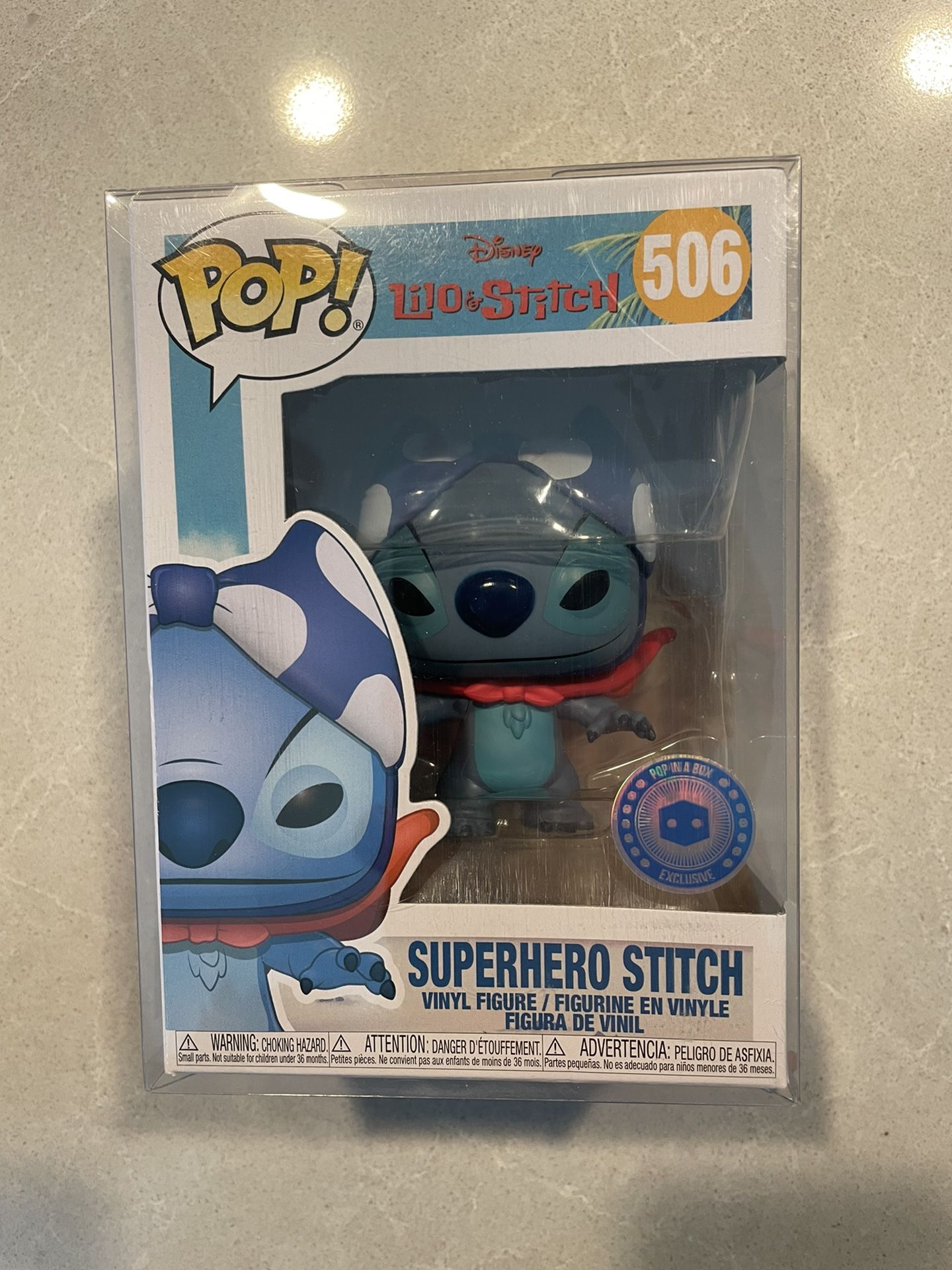 Superhero Stitch Funko Pop *MINT* Pop in a Box PIAB Exclusive Lilo Disney 506 with protector