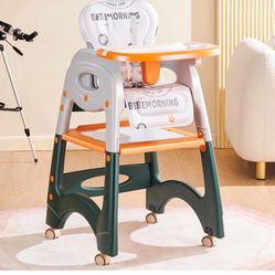 Tray and Kids 3 in 1 High Chair for High Chairs for Babies and Toddlers, Table and Chair Set | Building Block Table | Toddler Chair with 3-Position Ad
