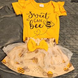 Baby Girl 0-3m Bee Outfit "Sweet As Can Bee" 