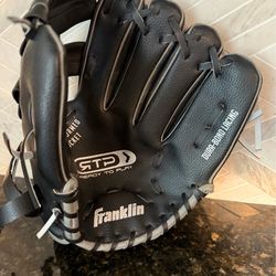 Franklin Baseball Glove 10” Ready to Play - Black & Silver, Right Hand Throw