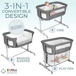 Brand new 3 in 1 bedside Bassinet, Crib, and play pen