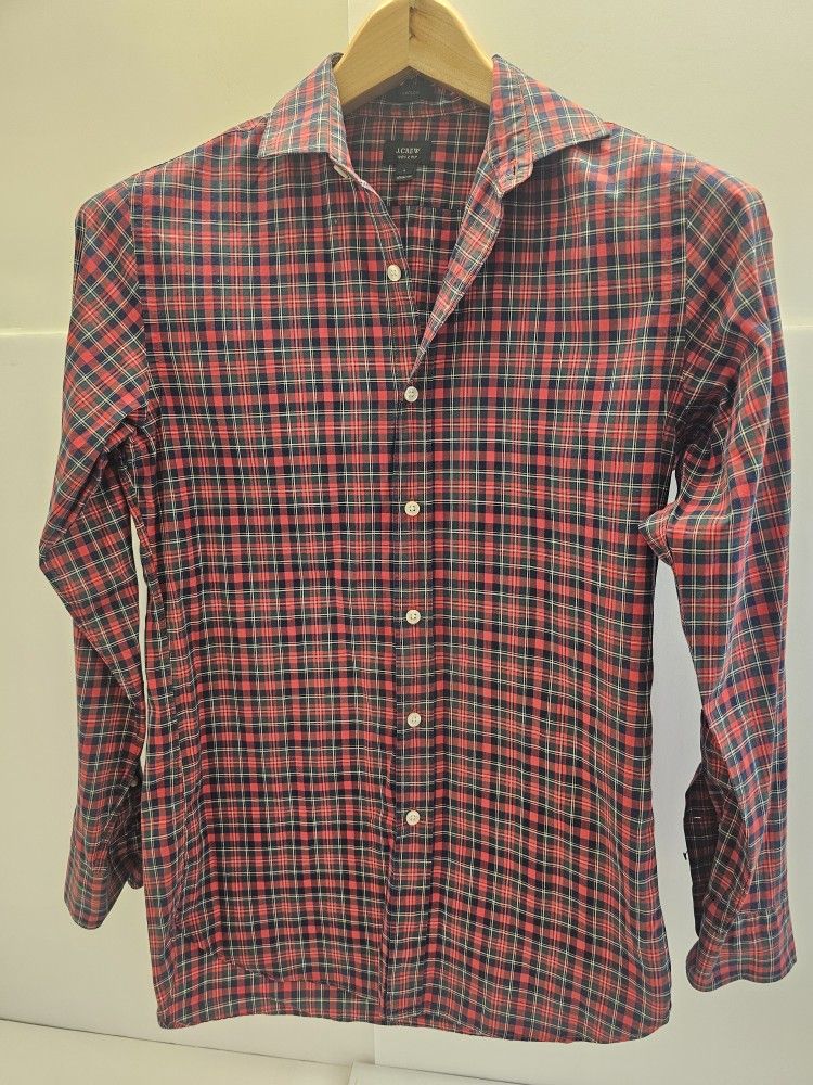 J.Crew Men’s Ludlow Button-Up Shirt – Small Plaid 2-Ply Cotton, Long Sleeve