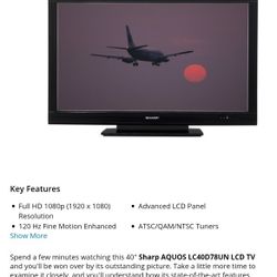  2 Sharp Aquos  40"  1080 LCD HD TV s 