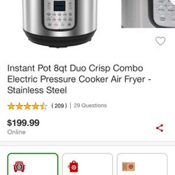 Instant Pot 8qt Duo Crisp Combo Electric Pressure Air Fryer Olla De Presion