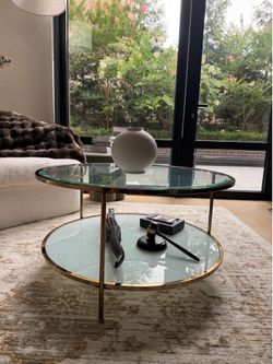 Tier Glass Coffee Table – Gold Metal Frame