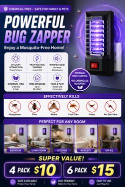 Bug Zapper Indoor, Mosquito Killer Fly Trap UV Electric Gnat Insects