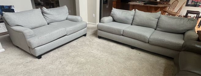 Modern Grey Sofa + Loveseat Set - Smoke Free Home