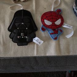 Dart Vader And Spider-Man Ornaments Hallmark. 