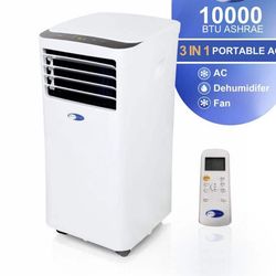 7,000 (DOE) BTU Portable Air Conditioner Cools 300 sq. ft. with Dehumidifier, Remote, and Filter in White