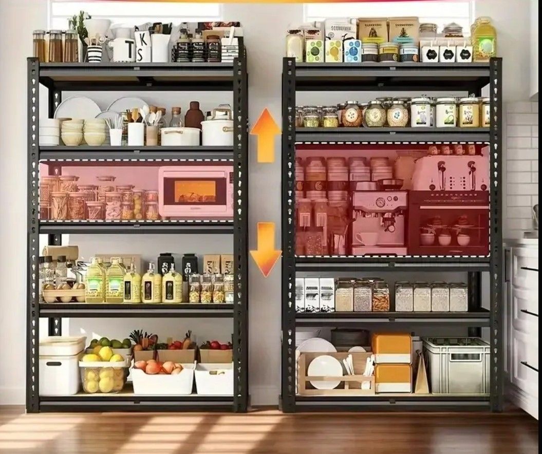 (SET OF 2) 2000 lbs Kitchen Storage Rack Heavy Duty Garage Shelves