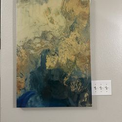 Large canvas art frame, blue and gold, multicolor - $30 