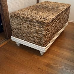 Large Wood and Wicker Chest/Coffee Table