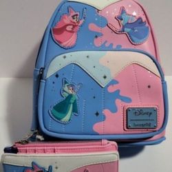 Loungefly Make It Pink Make It Blue BACKPACK AND WALLET INCLUDED((RARE LIMITED EDITION NEW WITH TAGS 2PCS ((GOOD PRICE)