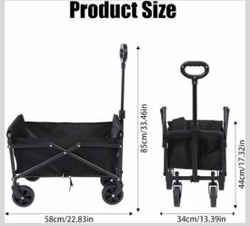 Collapsible Picnic Camping Cart, Folding Utility Beach Wagon, Garden Trolley Cart With Telescoping Handle-For Shopping Camping Garden Beach Grocery