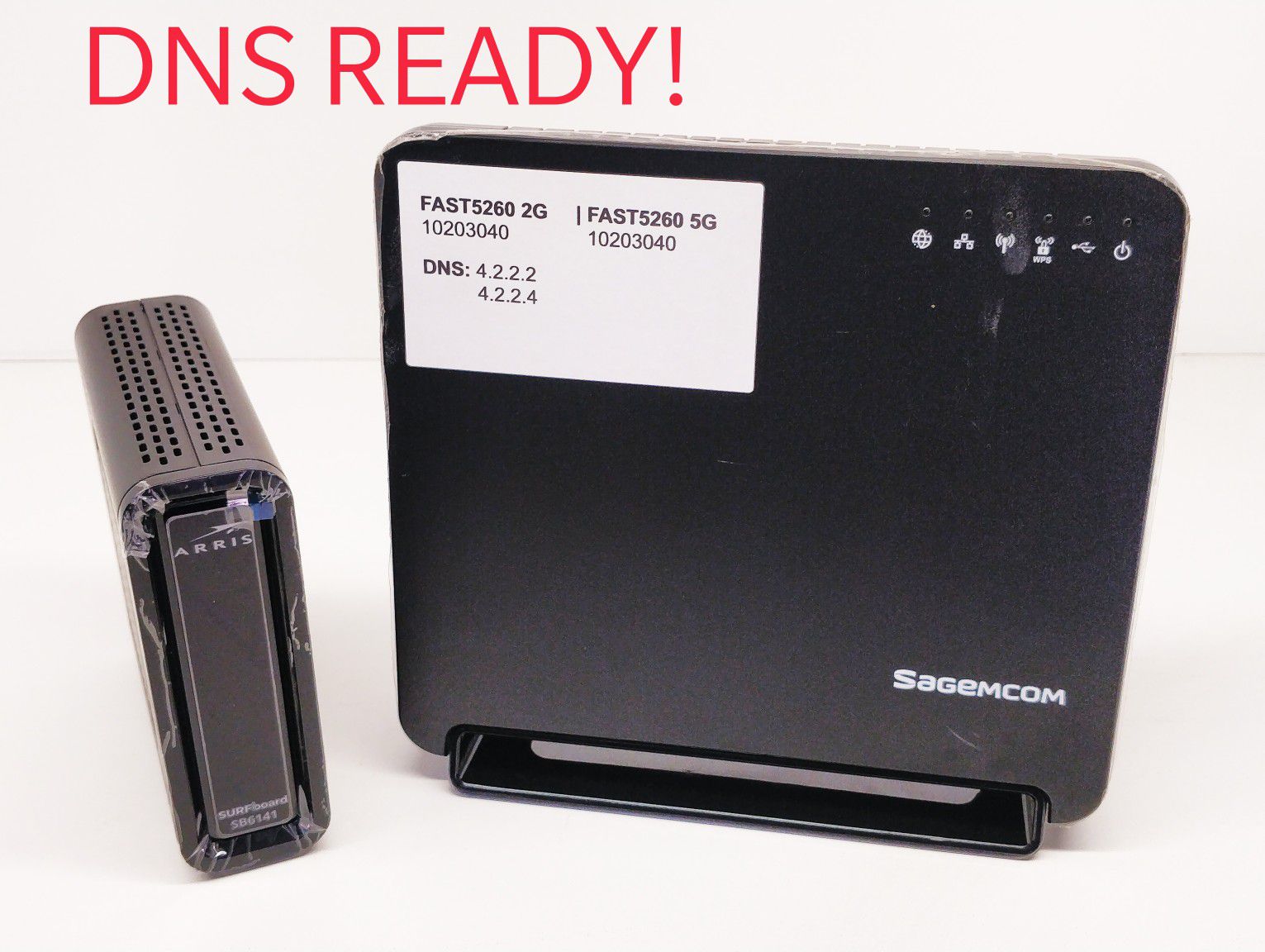 SB6141 + sagemcom fast5260 router combo DNS ready
