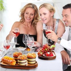 Wood Serving Board Bulk,Wood Cutting Board Set of 6,Wooden Charcuterie Boards Small,Oval Acacia Wood Serving Platters and Trays for Food or Desserts,B