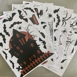 Halloween window clings stickers 8 sheets 10”x14”