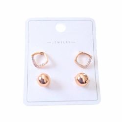 🟠✨Set of 2 Pairs of Earrings – Rose Gold Plated with Clear Crystals
