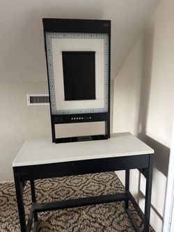 Black and white steel Sophia makeup vanity