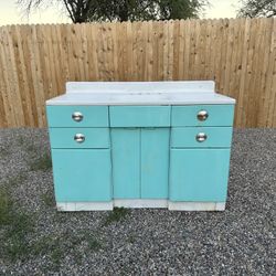 1950s Turquoise Vintage Metal Sink 
