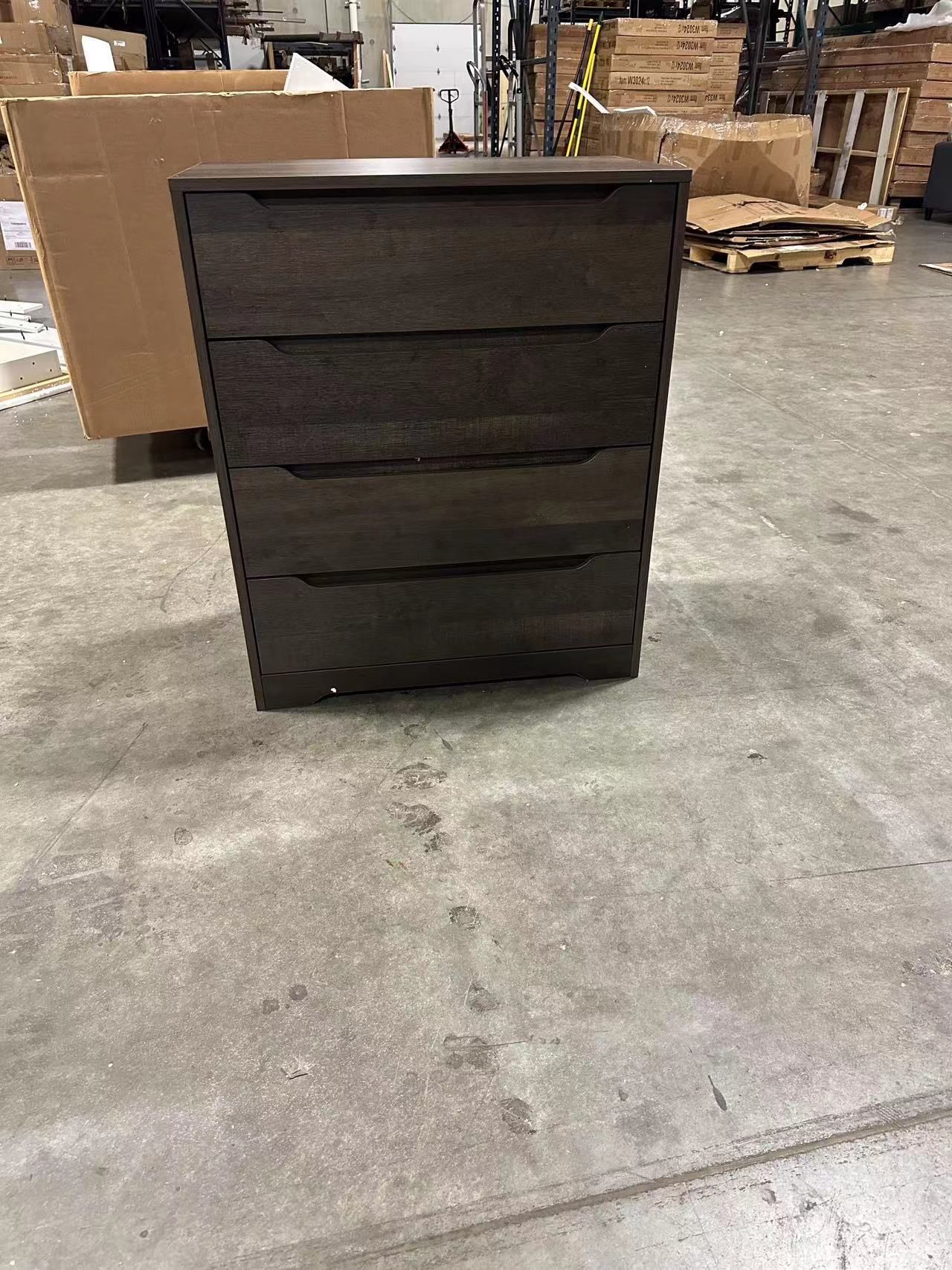 #0(contact info removed) Homfa 4-Drawer Dresser, Wood Organizer Chest with Cutout Handles for Bedroom, Dark Brown