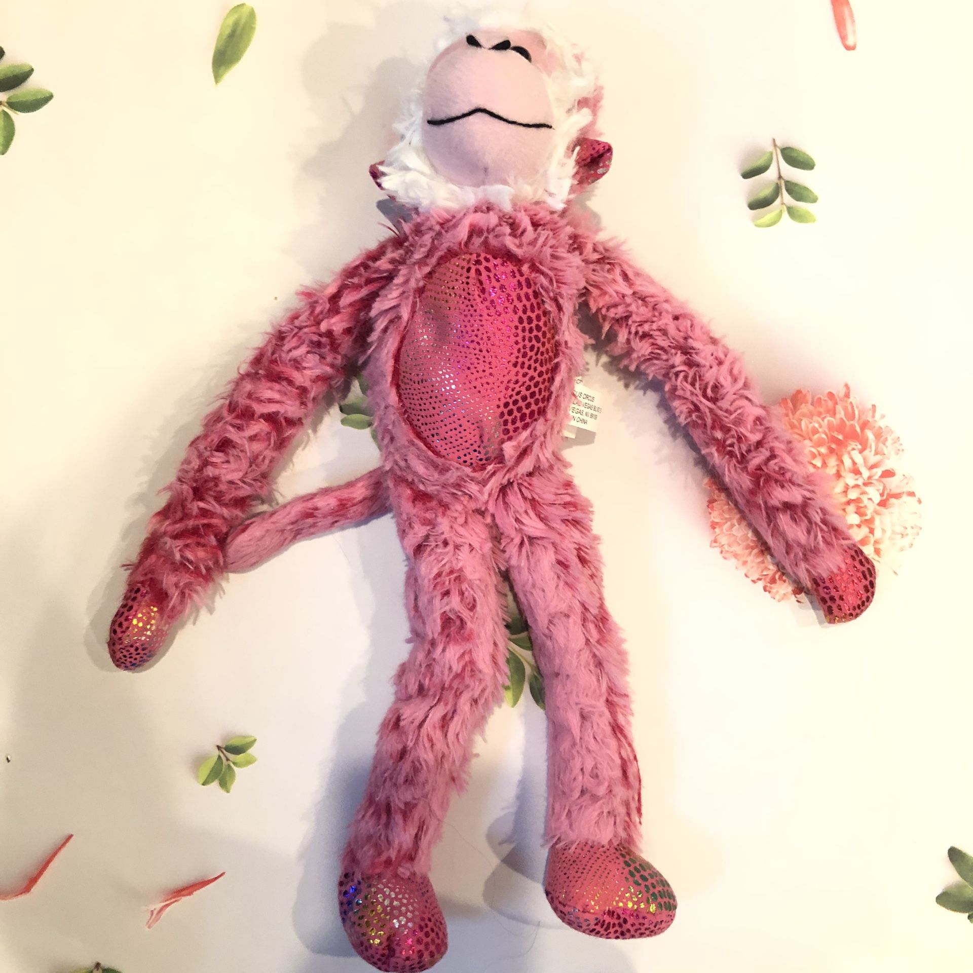 Pink Fluffy Monkey For Kids Huggable Plush