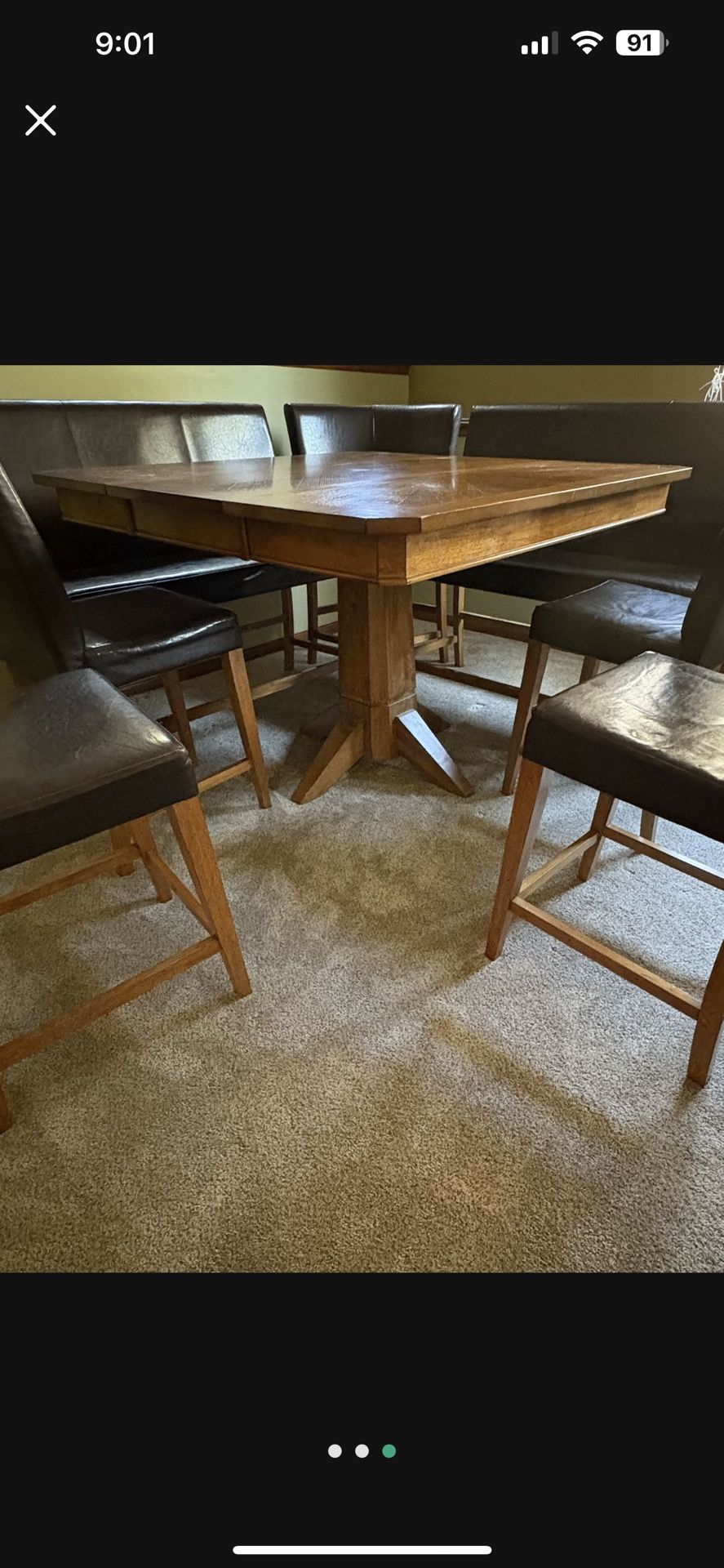 Kitchen Dining Room Bar Table W/ Chairs And Bench Seating UNIQUE BASE LOOK Paid $1500