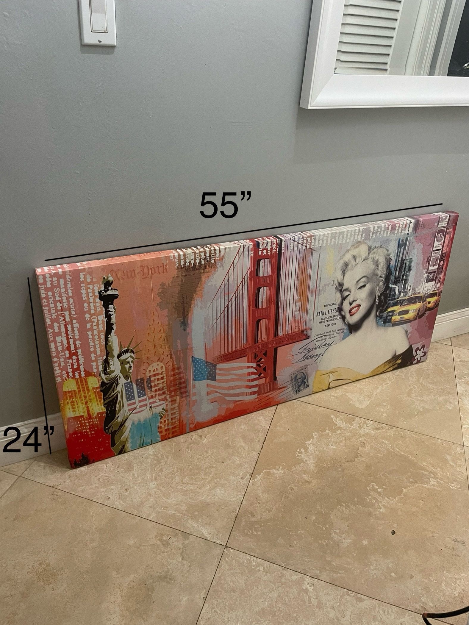 Huge 55x24inch Marilyn Monroe Canvas Portrait Wall Hanger Art
