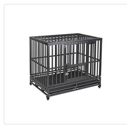 42 in. Heavy Duty Black Metal Dog Kenn els and Crat