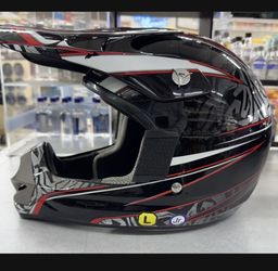 BILT Full-Face Motorcycle Helmet – Black/Red Graphic, Size Jr Large