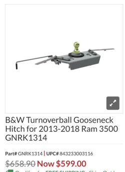 Ram Gooseneck Bed Hitch Turnover Ball GNRK1314 B&W